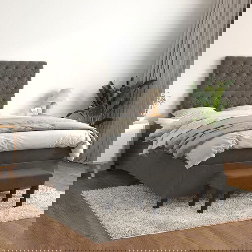 The Living Store Box spring postelja z vzmetnico temno siva 120x200 cm žamet - Box Spring Postelja, (21492945) Cene