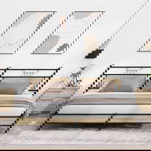 Metalni Kovinski posteljni okvir brez vzmetnice sonoma hrast 193x203 cm, (21829664) Cene