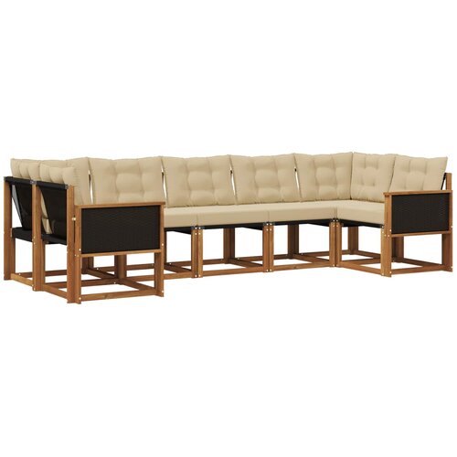 vidaXL Zunanja garnitura za sedenje z blazino 7 pcs Naravna in bež, (5000282104) Cene