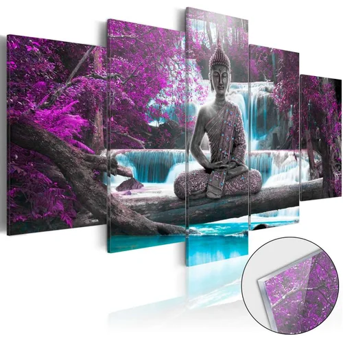  Slika na akrilnom staklu - Waterfall and Buddha [Glass] 100x50