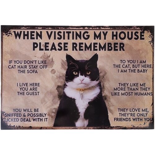 TIAKI ukrasna pločica "Cat House Rules" za na zid - 1 komad Cijene