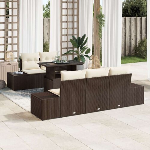  Vrtni Sofa Set 6 Dijelni Smeđa Poli ratan Vanjski Sofa Set Slike