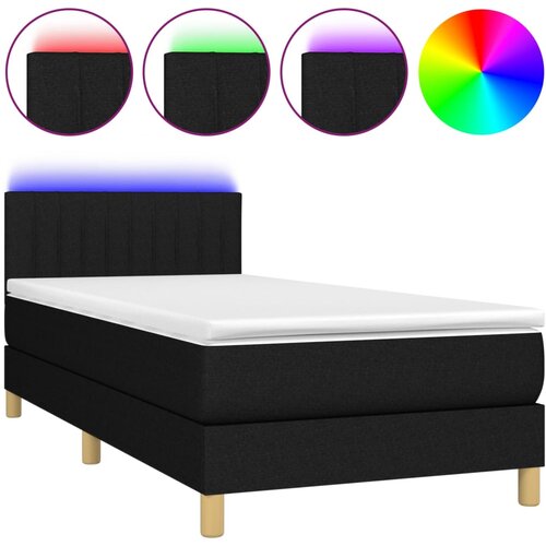Maison Chic Box spring postelja - Vzmetna postelja z vzmetnico LED črna 80x200 cm blago SL22427, (21892406) Slike