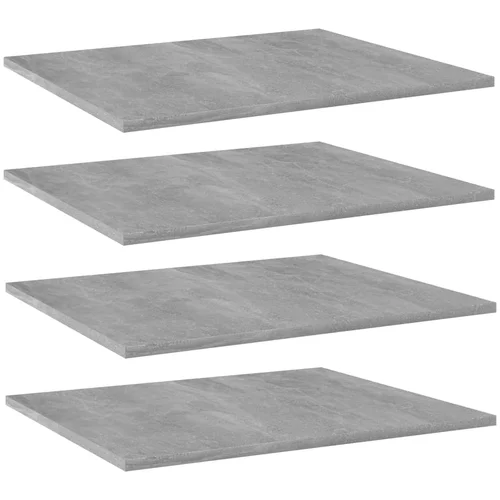 Police za knjige 4 kom siva boja betona 60x50x1,5 cm od iverice