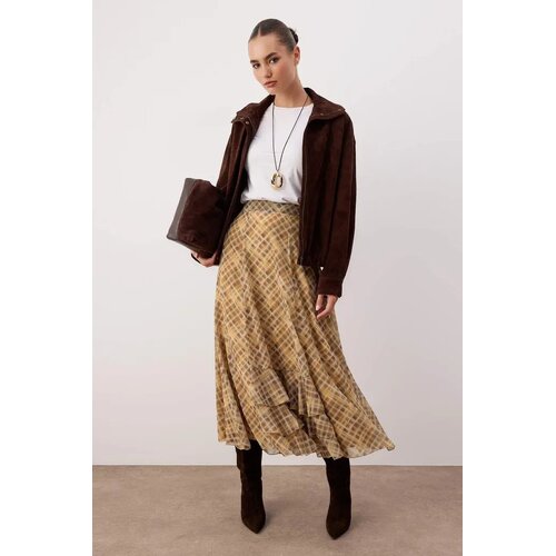 Trendyol Modest Ženska suknja Tctaw25Ee00002, Smeđa Slike