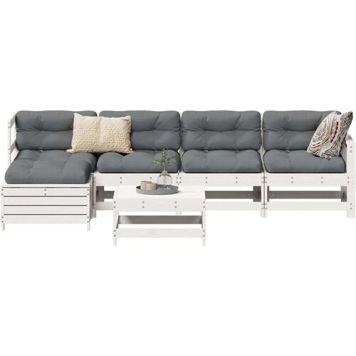  6-dijelni set vrtnih sofa bijeli od masivne borovine Slike