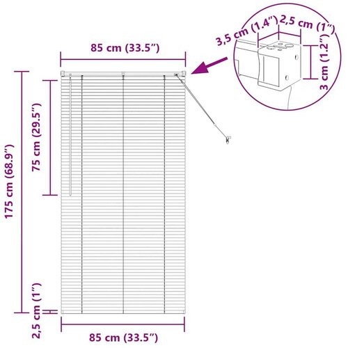 VidaXL Zavjesa za prozor sa zavjesama Ostalo Tamnosiva 85 x 175 cm Aluminij Slike