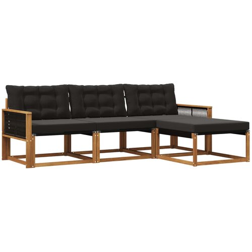 vidaXL Zunanja garnitura za sedenje z blazino 4 pcs Naravna in črna, (5000273296) Cene