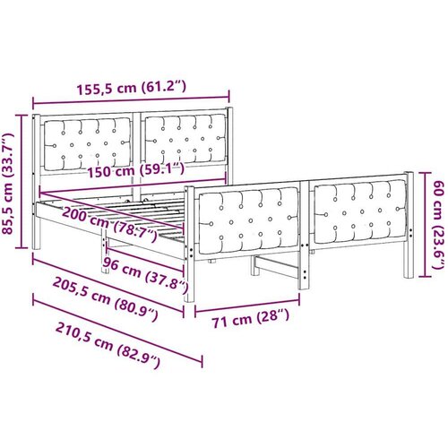  Okvir za krevet Tamno siva 150 x 200 cm tkanina Slike