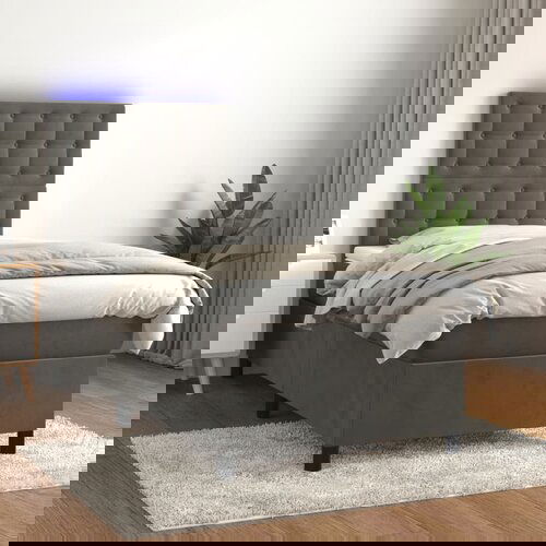 vidaXL Krevet box spring s madracem LED tamnosivi 100x200 cm baršun Cijene