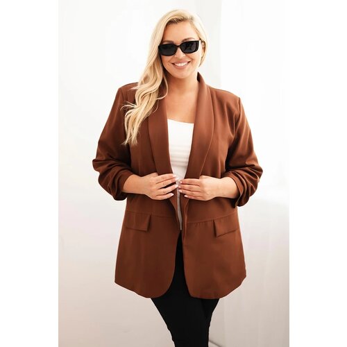 Kesi Włoski Elegant Plus Size women&amp;#039;s blazer brown Slike