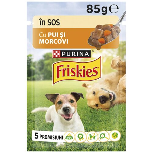 FRISKIES PURINA Vlažna hrana za pse u sosu sa piletinom i šargarepom, 85g Slike