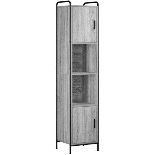  Set ormarića za kupaonicu 4 kom. Siva Sonoma 40 x 36 x 181 cm - Siva Sonoma Ormarić ispod sudopera (2 vrata) + viseći ormarić + Slike