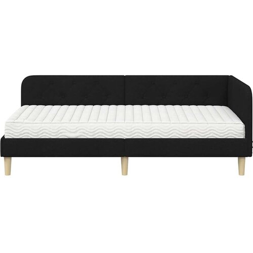 Kutni okvir kreveta s madracem Crna 90 x 190 cm tkanina Slike