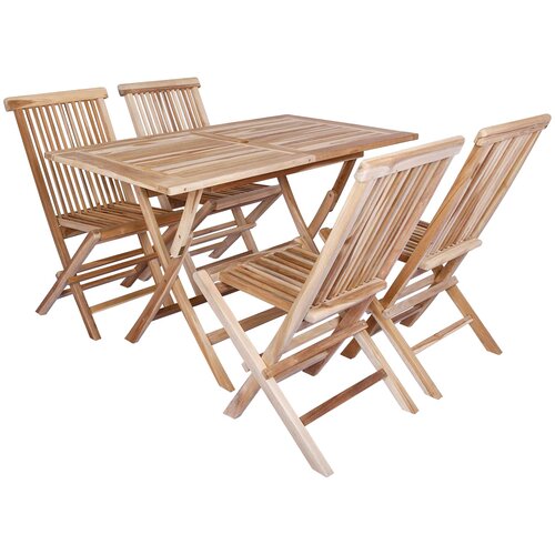  Set vrtnih namje&amp;scaron;taja 5 kom. Prirodna Čvrsto teak drvo Slike