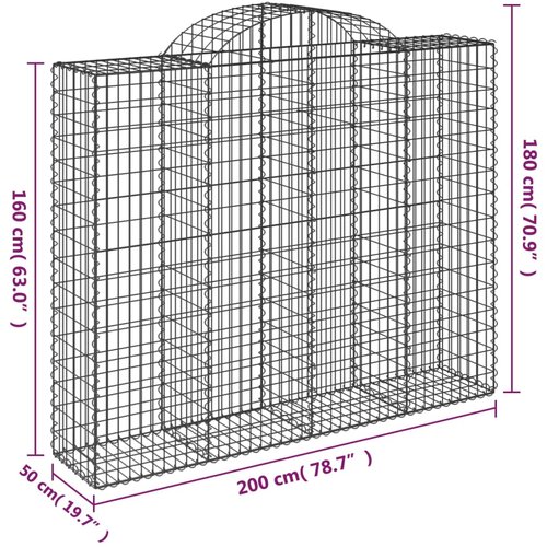  Gabionska ko&amp;scaron;ara s lukom 200x50x160/180 cm pocinčano željezo Slike