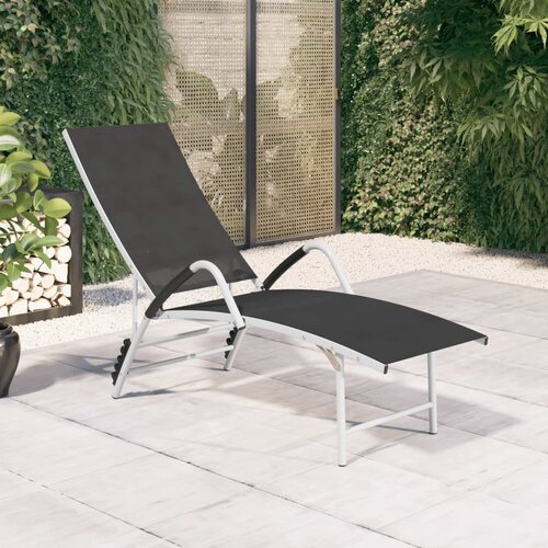 Maison Chic Ležalnik - Sončna ležalnik iz tekstila in aluminija črn, (22043257) Cene