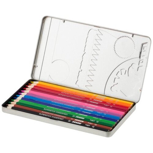  Drvene bojice Jolly kinderfest classic 12 kom u 3D metalnoj kutiji Slike