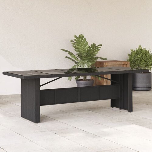 vidaXL Vrtna miza s stekleno ploščo črna 240x90x75 cm poli ratan Cene