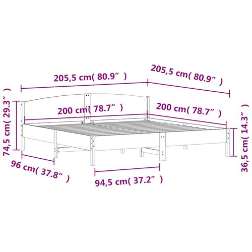  Okvir kreveta bez madraca vo&amp;scaron;tano smeđi 200x200 cm od borovine Slike