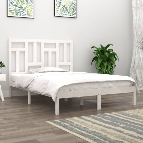  The Living Store Posteljni okvir bel iz trdne borovine 150x200 cm - Posteljni Okvir, (21526719) Slike