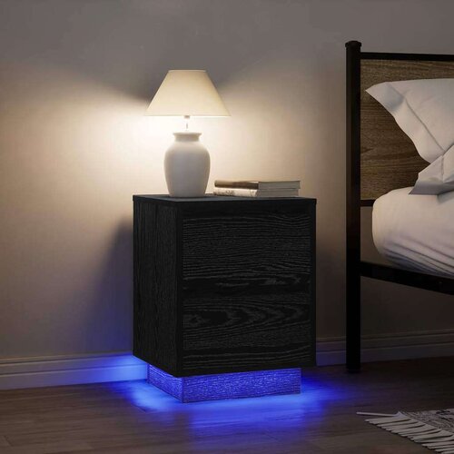  Noćni ormarići s LED svjetlima 2 kom crni 38x34x50 cm Slike
