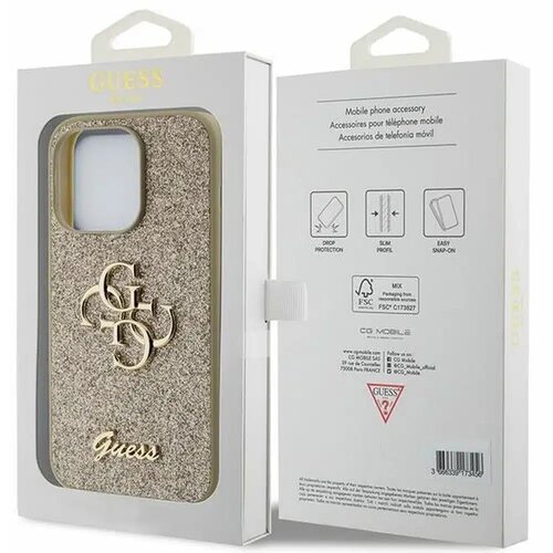  Original GUESS Hardcase GUHCP15XHG4SGD futrola za iPhone 15 PRO MAX (Fixed Glitter Big 4G / gold) Slike