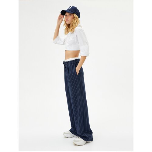 Koton Double Waist Detailed Palazzo Trousers With Pockets Viscose Fabric Blended Slike
