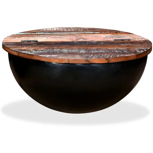  Klubska mizica iz trdnega predelanega lesa črna oblika sklede