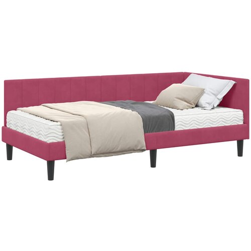  Kutni krevetni okvir s madracem 2 kom. Vinska crvena 100 x 200 cm Slike