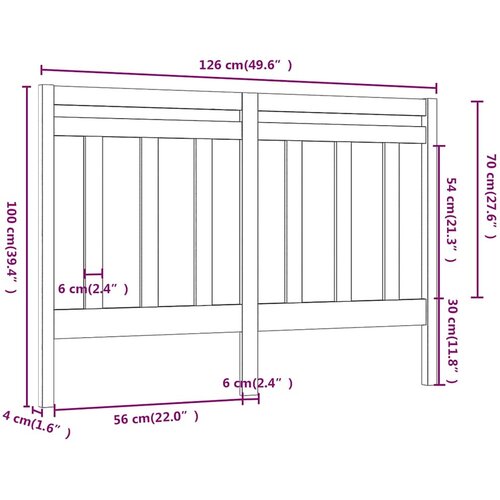  Uzglavlje za krevet boja meda 126 x 4 x 100 cm masivna borovina Slike