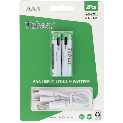 TCBEST punjiva baterija  R3 (aaa) 180 mah sa soketom type c + usb a kabal 2 x type c (2 kom) Cene