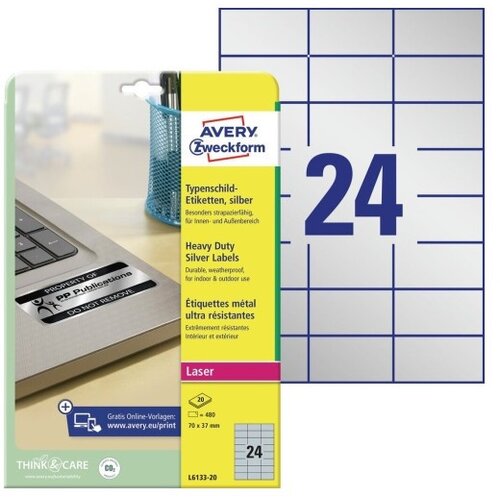 Zweckform Etikete zweckform l6133 1/20 70x37 srebrne Cene