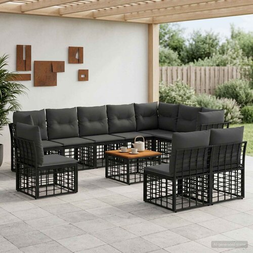  Set vanjskih sofa 11 kom. Crna i tamno siva Poliester Cene
