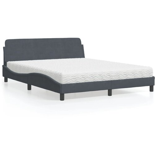 VidaXL Postelja z vzmetnico temno siva 160x200 cm žamet Slike
