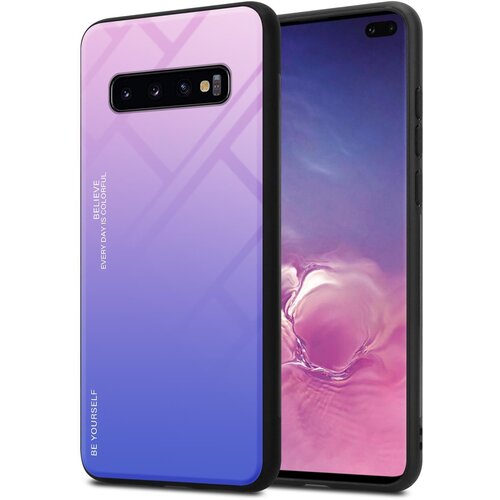 Cadorabo Ohišje, združljiv s Samsungom v roza - modri - dvobarvni zaščitni pokrov iz silikona TPU in hrbta iz kaljenega stekla, (20570780) Cene