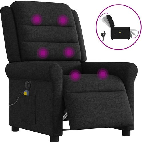VidaXL Električni masažni naslonjač od tkanine crni Slike