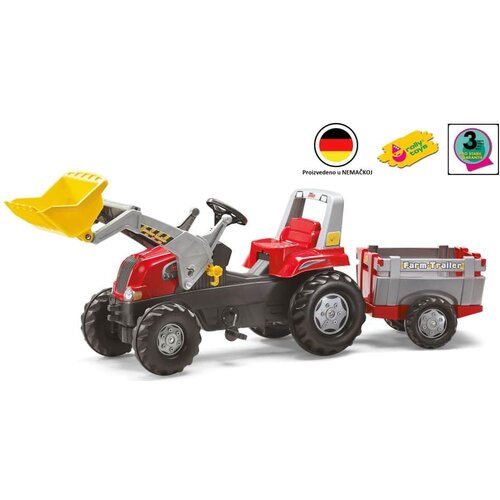  traktor Rolly Junior sa utovarivačem i farm prikolicom - crveni, 811397 Cene