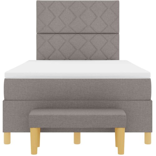  Krevet na Podlozi s Madracem i Klupom taupe 120x190 cm tkanina Slike