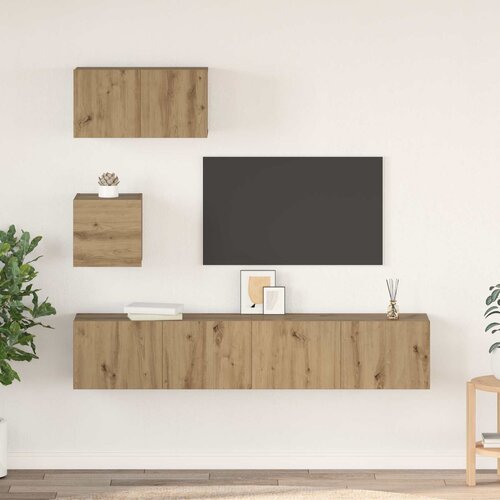  Set TV komoda 3 kom. Umjetnički hrast Konstruirano drvo Smeđa 80 x 30 x 30 cm Slike