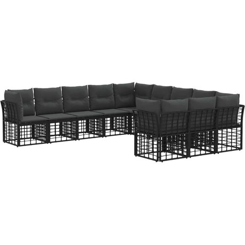  Set vanjskih sofa Crna i tamno siva Poliester - Crna i tamno siva bez stola Cene