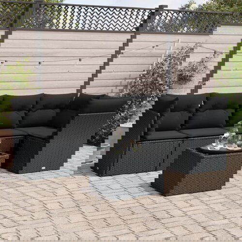 VidaXL 6-dijelni set vrtnih sofa s jastucima crni od poliratana Slike