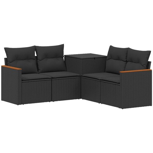  Set sofe 5 kom. Crna Poli Rattan i čelik Slike
