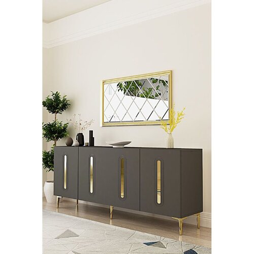 Hanah home komoda Rany 180, 180 cm, antracit / zlatna Cene