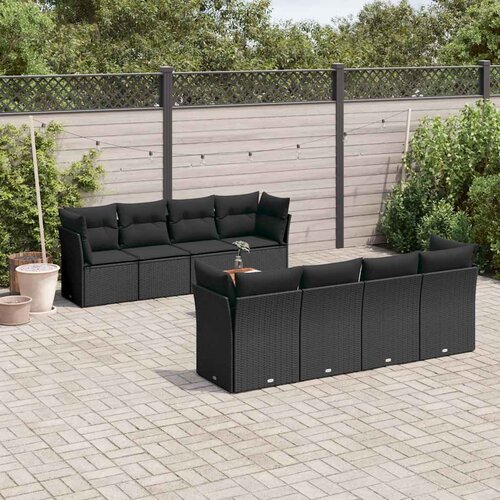  9-dijelni set vrtnih sofa s jastucima crni od poliratana Cijene