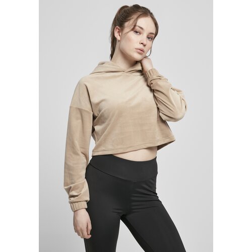 UC Ladies Women's Soft Taupe Hooded Cropped Velvet Oversized Cijene