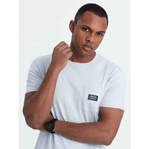 Ombre Men's casual t-shirt with patch pocket - blue Slike