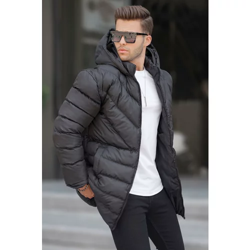 Madmext Men's Black Hooded Down Jacket 6803
