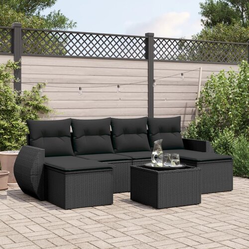 vidaXL 7-dijelni set vrtnih sofa od poliratana s jastucima crni Cijene