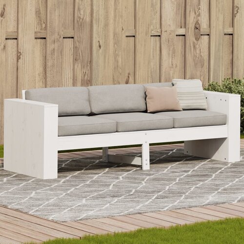 vidaXL Vrtni kavč trosed bel 189x60x62 trdna borovina Cene